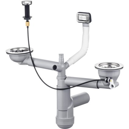 4240 osprzet space saver lux do zlew 1 5 i 2 kom z korkiem automatycznym prostokatny przelew z logo deante