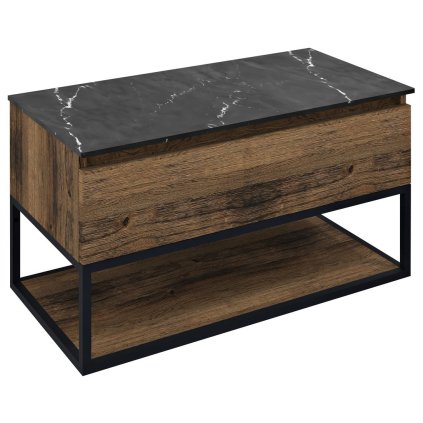 Sapho, SKARA umyvadlová skříňka 90x50x45cm, černá mat/dub collingwood, CG006-1919