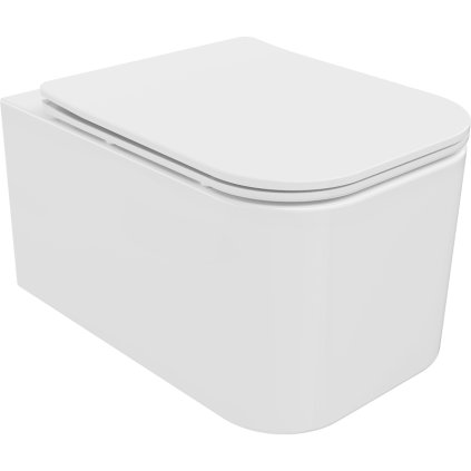 Mexen Elis závěsné wc Rimless s toaletním Slim sedátkem z duroplastu, 52 x 34,5 cm, bílá - 30910600