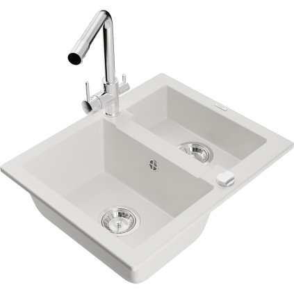 277452 mexen carlos 1 5 komorovy granitovy drez 582x475x177 mm a drezova bateria duero biela 6518 20 671600 00