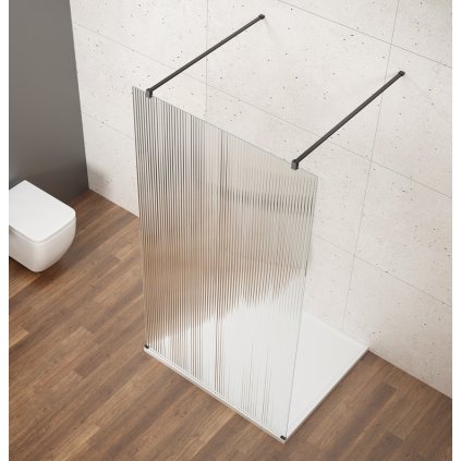 Gelco, VARIO BLACK jednodílná sprchová zástěna do prostoru, sklo nordic, 1100 mm, GX1511-02