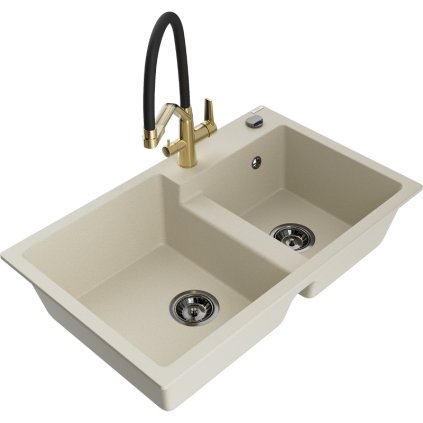 277530 mexen tomas 2 komorovy granitovy drez 800x500x190 mm a kuchynska bateria duo bezova 6516 69 671701 57 b