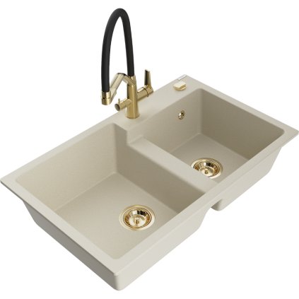 277527 mexen tomas 2 komorovy granitovy drez 800x500x190 mm a kuchynska bateria duo bezova 6516 69 671701 57 g