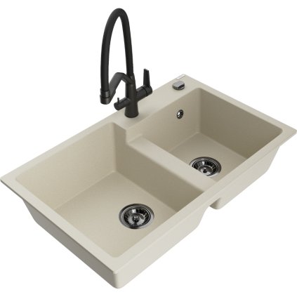 277533 3 mexen tomas 2 komorovy granitovy drez 800x500x190 mm a kuchynska bateria duo bezova 6516 69 671701 70 b
