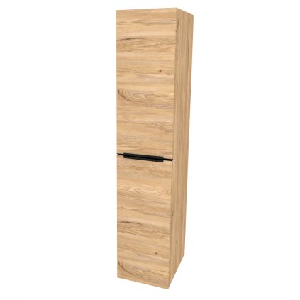 Mereo, Mailo, koupelnová skříňka vysoká 170 cm, černé madlo, Multidecor, CN594LPBJASH