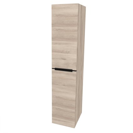 Mereo, Mailo, koupelnová skříňka vysoká 170 cm, černé madlo, Multidecor, CN594LPBDKRS