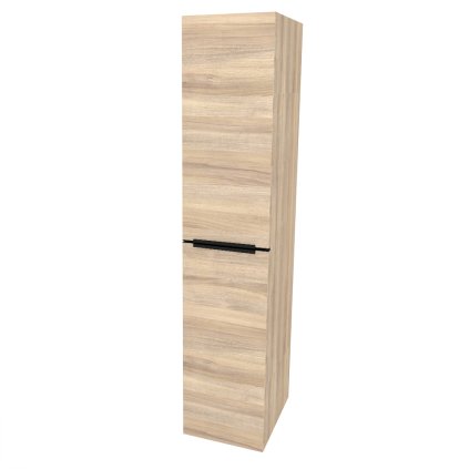 Mereo, Mailo, koupelnová skříňka vysoká 170 cm, černé madlo, Multidecor, CN594LPBBLE1