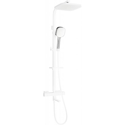 Mexen CQ33 vanová a sprchová souprava s dešťovou sprchou a termostatickou baterií, bílá/chrom - 779103395-21