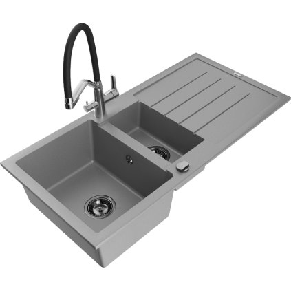 279000 3 mexen andres granitovy drez 1000x500x200 mm 1 5 komorovy a drezova bateria duo seda 6515 71 671701 07 b