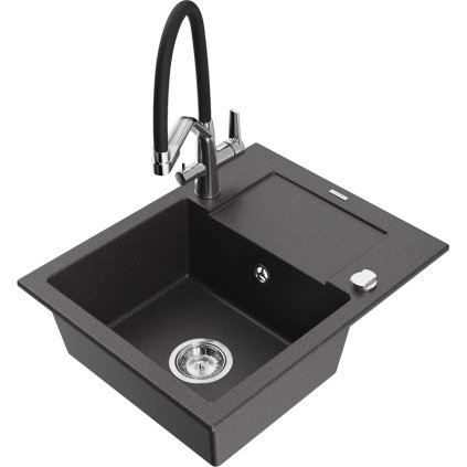 278307 3 mexen enzo granitovy drez 576x465x174 mm 1 komorovy a drezova bateria duo cierna skvrnita 6506 76 671701 07