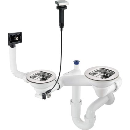Steel sink waste kit, 1.5- a 2-bowl
