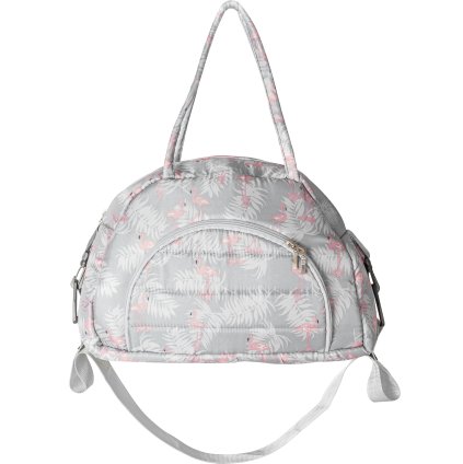 Tutumi, závěsná taška na kočárek s pasem 40x30x13 cm, šedá vzor FLAMING, NAZ-07617