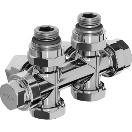 Mexen Duplex, úhlový/přímý radiátorový ventil DN50, chromová, W908-000-01