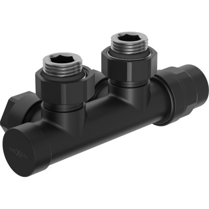 Mexen Uni-term, úhlový ventil pro radiátor s roztečí 50mm, oboustranný, černá matná, W907-000-70
