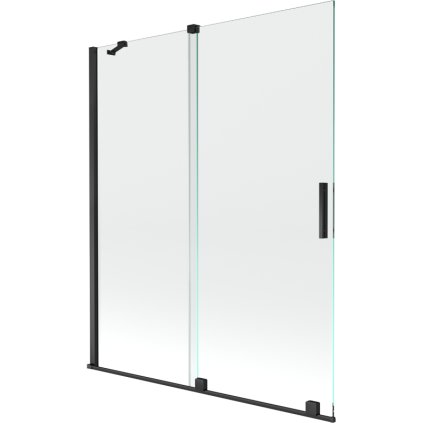 Mexen Velar, 2-křídlová posuvná vanová zástěna 140 x 150 cm, 8mm čiré sklo, černá matná, 896-140-000-01-70