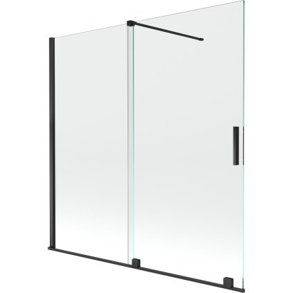 Mexen Velar, 2-křídlová posuvná vanová zástěna 160 x 150 cm, 8mm čiré sklo, černá matná, 896-160-000-01-70
