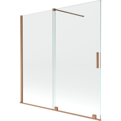 Mexen Velar, 2-křídlová posuvná vanová zástěna 160 x 150 cm, 8mm čiré sklo, měděná matná, 896-160-000-01-65