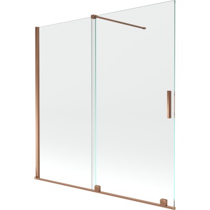 Mexen Velar, 2-křídlová posuvná vanová zástěna 160 x 150 cm, 8mm čiré sklo, růžové zlato, 896-160-000-01-60