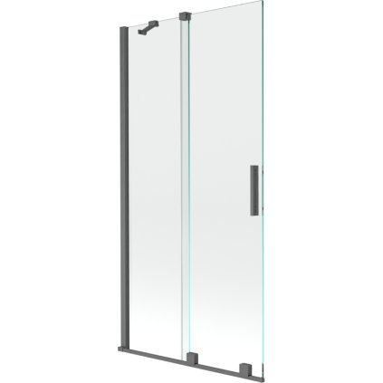 Mexen Velar, 2-křídlová posuvná vanová zástěna 95 x 150 cm, 8mm čiré sklo, grafitový matný profil, 896-095-000-01-66