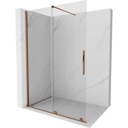 Mexen Velar, posuvné dveře do otvoru typ Walk-In 150 cm, 8mm čiré sklo, růžové zlato, 871-150-000-03-60