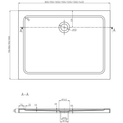 Mexen Lima sprchový kout 100x70cm, 6mm sklo, zlatý profil - čiré sklo + Slim sprchová vanička - 856-100-070-50-00-4010