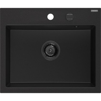 Mexen Oscar, 1-komorový granitový dřez 580x490x205 mm, černá, 6519581000-77-B