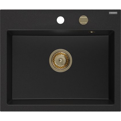 Mexen Oscar, 1-komorový granitový dřez 580x490x205 mm, černá, 6519581000-77-G
