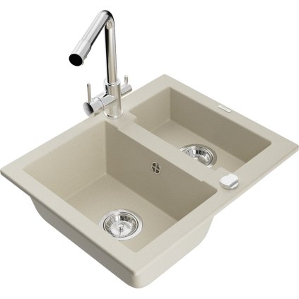 277464 3 mexen carlos 1 5 komorovy granitovy drez 582x475x177 mm a drezova bateria duero bezova 6518 69 671600 00