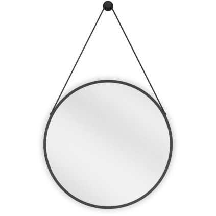 Mexen String, kulaté koupelnové zrcadlo na pásku 50 cm, barva rámu černá matná, 9854-050-050-000-70