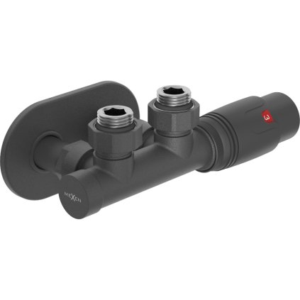 Mexen G00, připojovací sada ventilů termostatická pro středové připojení DN50 + krytka, antracitová, W907-900-905-66