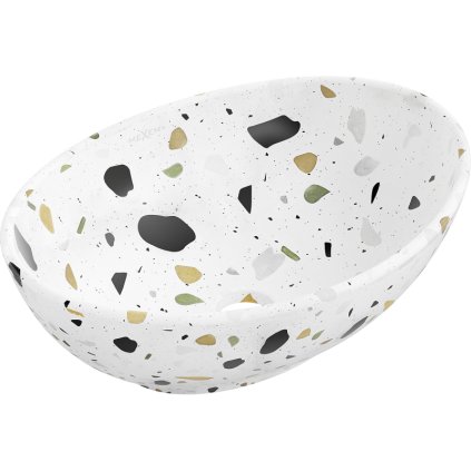 Mexen Elza, umyvadlo na desku 455x325x135 mm, bílá-vzor terazzo, 21014083