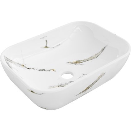 Mexen Rita, umyvadlo na desku 455x325x135 mm, bílá-imitace bílého kamene, 21084581