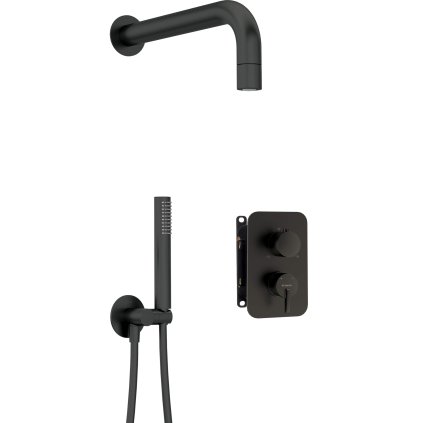 Deante Silia, sprchová souprava pod omítku s hlavovou a ruční sprchou a BOX instalačním systémem, černá matná, DEA-BXYZNQSM