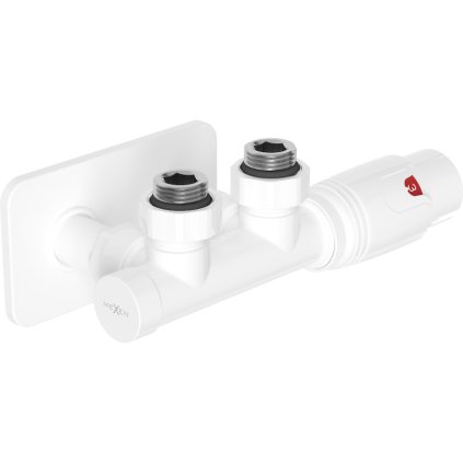 Mexen G00, úhlová termostatická souprava s hranatou krytkou, Duplex DN50, bílá, W907-900-910-20