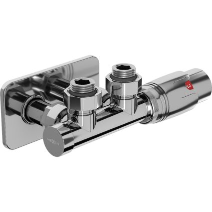 Mexen G00, úhlová termostatická souprava s hranatou krytkou, Duplex DN50, chromová, W907-900-910-01