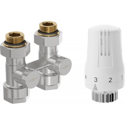 Mexen G01, termostatická sada DN50, úhlová 1/2"x16 mm a termostatická hlavice M30x1,5 mm, ocelová, W912-016-918-01