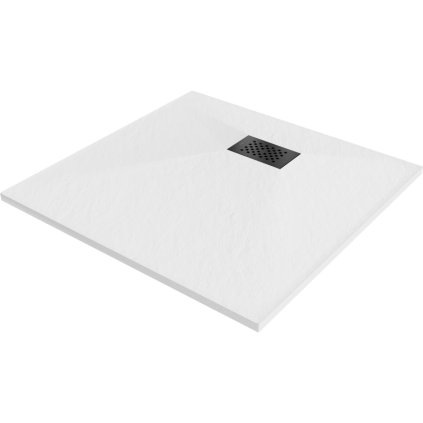 Mexen Hugo, čtvercová sprchová vanička SMC 90 x 90 cm, bílá, černá krytka, 42109090-B