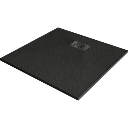 Mexen Hugo, čtvercová sprchová vanička SMC 90 x 90 cm, černá, černá krytka, 42709090-B