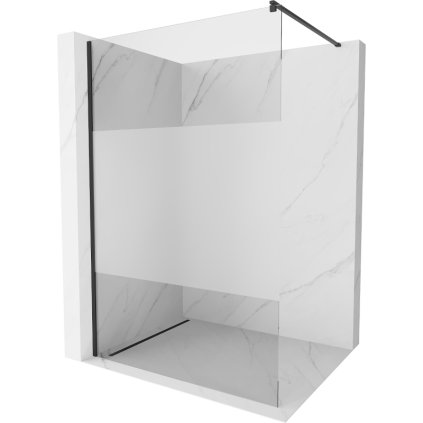 Mexen Kioto, sprchová zástěna typu Walk-In 130x200 cm, 8mm čiré sklo/námraza, černý profil, 800-130-101-70-35