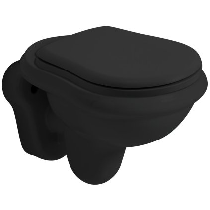 Kerasan, RETRO závěsná WC mísa, 38x52cm, černá matná, 101531