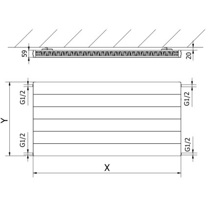 330767 5 mexen panelovy radiator mexen line cl11 300 x 700 mm bocne pripojenie 318 w biely w411l 030 070 00