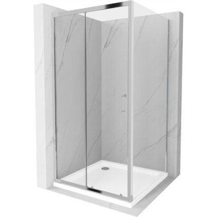Mexen Apia posuvný sprchový kout 100 x 100 cm, 5mm sklo, chromový profil-čiré sklo + slim sprchová vanička 5cm, 840-100-100-01-00-4010