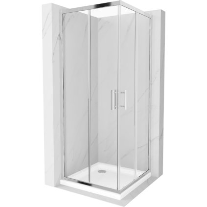 Mexen Rio čtvercový sprchový kout 80 x 80 cm, 5mm sklo, chromový profil-čiré sklo + slim sprchová vanička 5cm, 860-080-080-01-00-4010