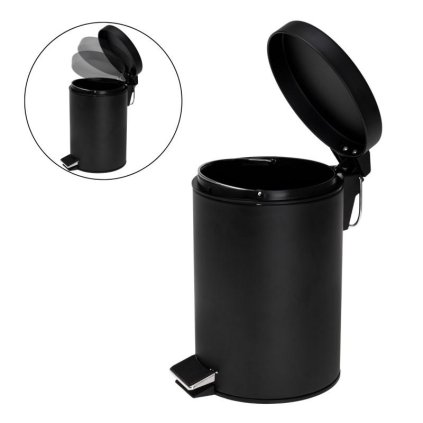 Erga Labi, kulatý odpadkový koš 3l na postavení, Soft-Close zavírání, černá matná, ERG-YKA-CH.LABI-SC-BLK