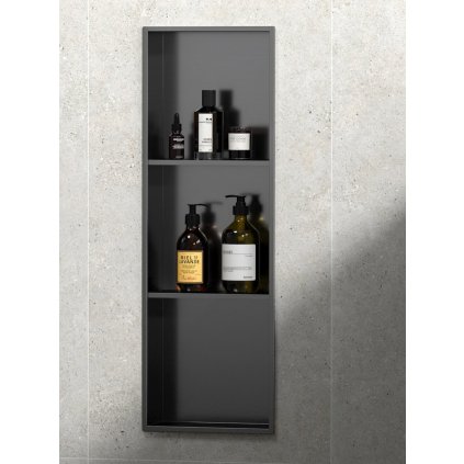 Polysan, INSERTA zapuštěná police do obkladu, 270x810 mm, nerez, antracitová, 1301-27B