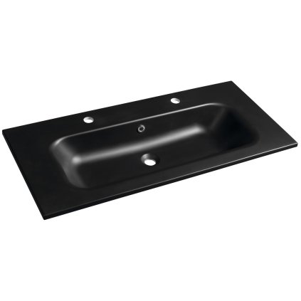 Sapho, SIDRA umyvadlo 101x46cm, litý mramor, 2 otvory pro baterie, černá mat, SD101B-2