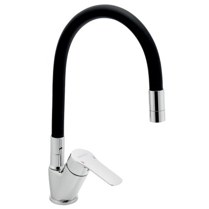Novaservis, Dřezová baterie s černým flexi ramenem Metalia 54, chrom, 54014F-0C