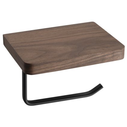 Sapho, SKA Držák na toaletní papír s poličkou 15x10x12cm, černý mat/ořech, SKA417