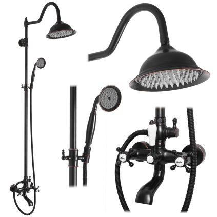 Rea Bergamo, sprchový set v retro stylu, černá matná, REA-P5001