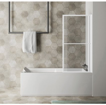 Polysan, KAGERA vanová zástěna s pneumatickým zdvihem, š.710mm, bílá matná, čiré sklo, 30336W